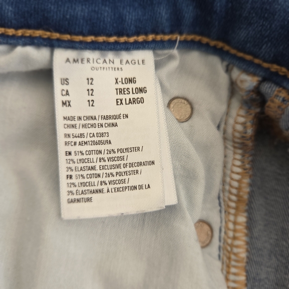 American Eagle Outfitters Blue Distressed  Jeggings Size 12 X-Long - Picture 5 of 7